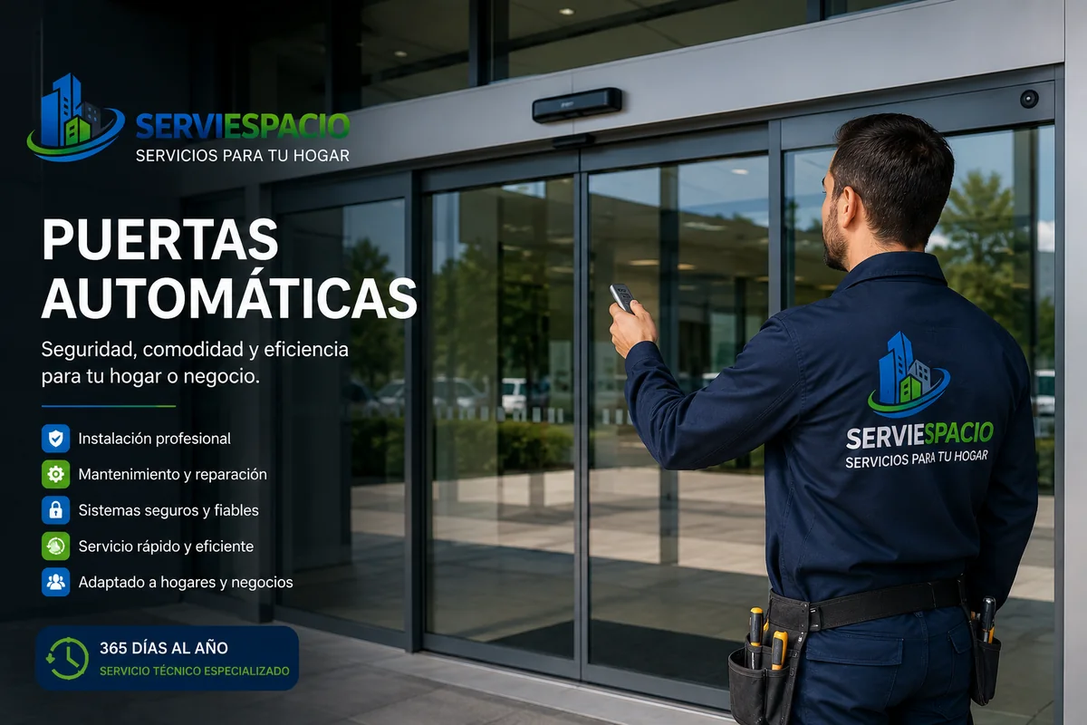 Puertas automáticas: trabajos realizados por serviespacio